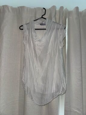 Tina Stephens White Italian Silk Cowl Neck Top